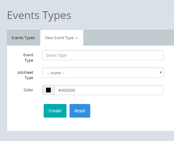 Event Types Edit Form - Timestead